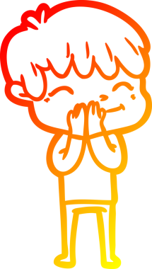 Bir insan tarafından çizilen mutlu bir çocuğun sıcak çizgi çizimi.