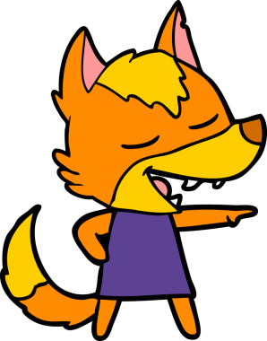 Bir insan tarafından çizilmiş tilki çizgi film karakteri