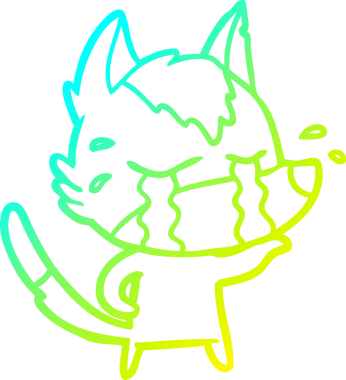 Bir insan tarafından çizilmiş ağlayan kurdun soğuk çizgi çizimi.