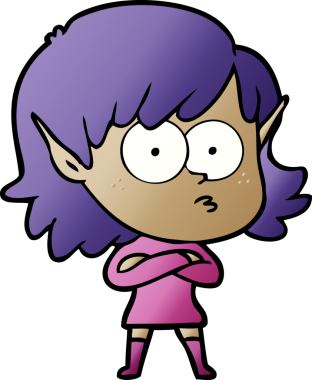 Bir insan tarafından çizilmiş çizgi film elf kızı.