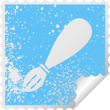 Bir insan tarafından çizilmiş bir boya fırçasının derisi soyulmuş kare çıkartması.