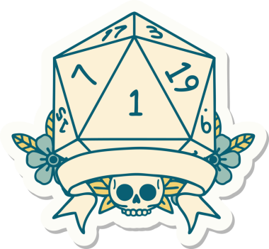 Bir insan tarafından çizilmiş doğal bir d20 zar etiketi.