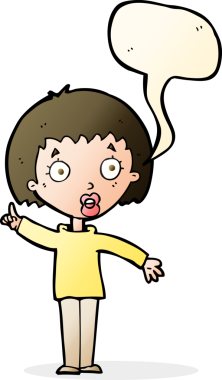 Çizgi filmdeki kadın bir insan tarafından çizilmiş konuşma balonuyla anlatmak istediği şeyi anlatıyor.