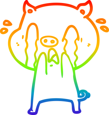 gökkuşağı gradyan çizimi bir insan tarafından çizilmiş ağlayan domuz çizgi filmi