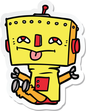 Bir insan tarafından çizilmiş robot karikatür çıkartması.