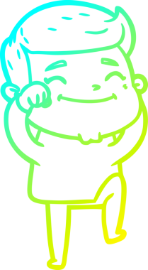 Bir insan tarafından çizilmiş mutlu bir çizgi film karakteri çizimi.