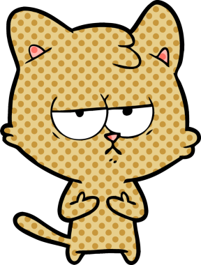 Bir insan tarafından çizilmiş sıkıcı çizgi film kedisi.