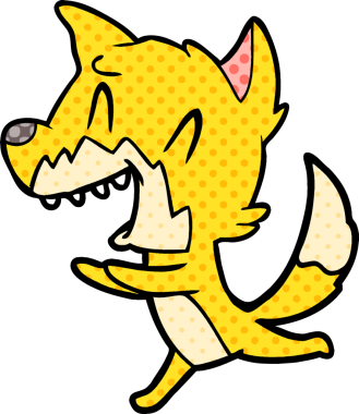 Gülen tilki bir insan tarafından çizilmiş.