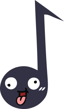 Bir insan tarafından çizilmiş bir notanın düz renkli retro karikatürü