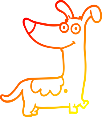 Bir insan tarafından çizilmiş çizgi film köpeğinin sıcak çizgi çizimi