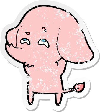 Bir insan tarafından çizilmiş karikatür filinin sıkıntılı çıkartması