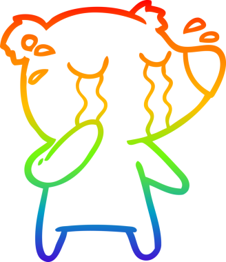 Gökkuşağı gradyan çizgi çizimi bir insan tarafından çizilmiş ağlayan ayı