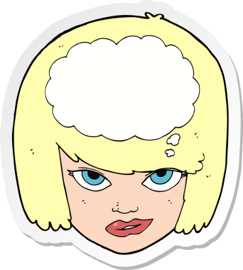 Bir insan tarafından çizilmiş bir karikatür kadının çıkartması.