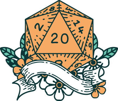 Retro Dövme Biçimi Doğal 20 D20 zar bir insan tarafından çizildi