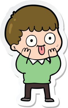 Bir insan tarafından çizilmiş karikatür adamın çıkartması.