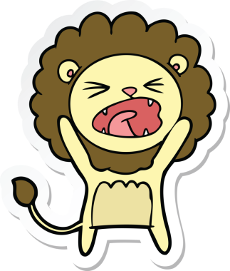 Bir insan tarafından çizilmiş karikatür aslanının çıkartması.