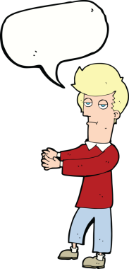 Bir insan tarafından çizilmiş konuşma baloncuğuyla yolu gösteren sıkıcı bir çizgi film.