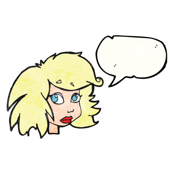 Serbest konuşma balonu bir insan tarafından çizilmiş karikatür kadın yüzü.