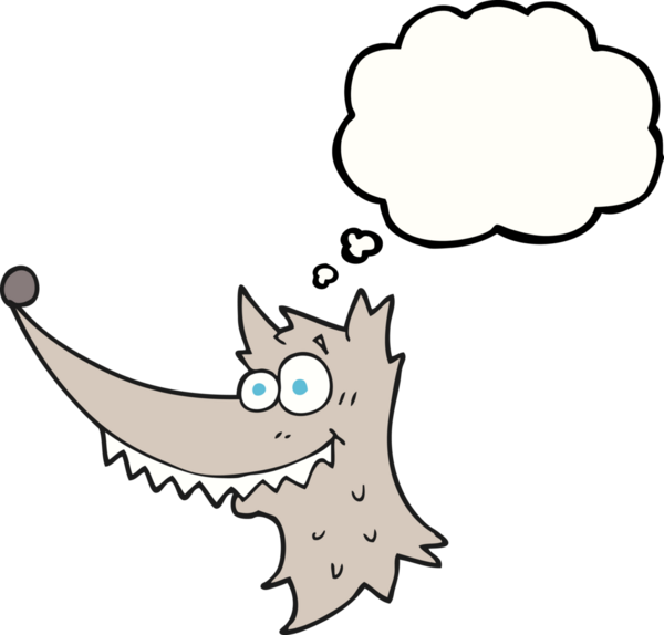 Bir insan tarafından çizilmiş serbest çizim baloncuk kurt kafası.