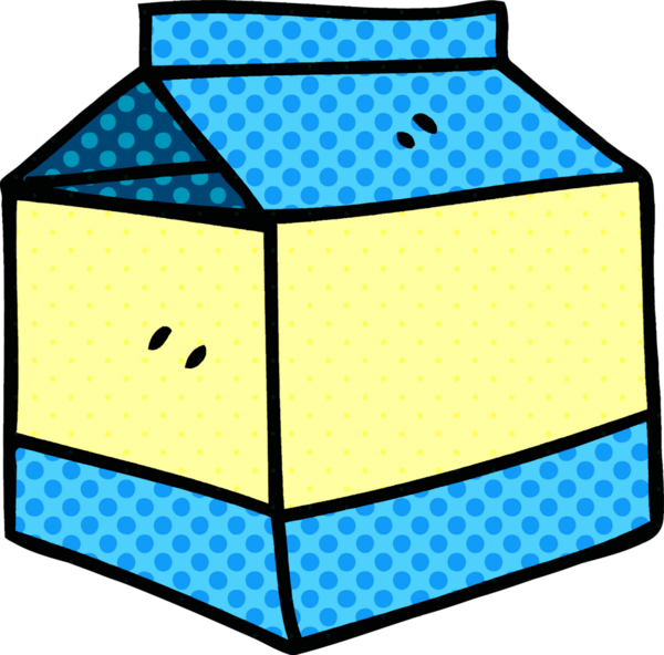 Bir insan tarafından çizilmiş tuhaf bir çizgi roman tarzı karton meyve suyu.