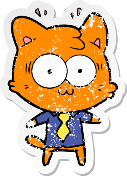 Bir karikatür çıkartması bir insan tarafından çizilmiş kediye şaşırttı.