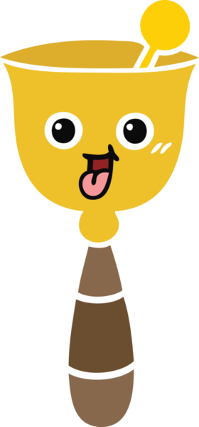 Bir insan tarafından çizilmiş okul çanının düz renkli retro karikatürü