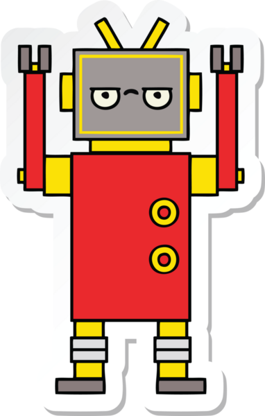 Bir insan tarafından çizilmiş, sinir bozucu, şirin bir çizgi film çıkartması.