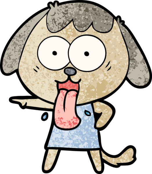 Bir insan tarafından çizilmiş şirin bir çizgi film köpeği.