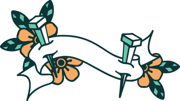 Bir insan tarafından çizilmiş demir çivi sancağıyla geleneksel dövme