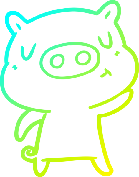 Bir insan tarafından çizilen çizgi film içerikli bir domuzun soğuk çizgi çizimi