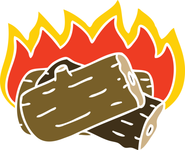 Bir insan tarafından çizilmiş tuhaf çizgi film yakma kütüğü.