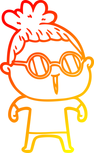 Bir insan tarafından çizilmiş gözlüklü bir karikatür kadın çizimi.