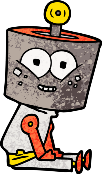 Bir insan tarafından çizilmiş mutlu çizgi film robotu