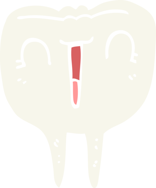 Bir insan tarafından çizilmiş düz renkli çizgi film mutlu dişi