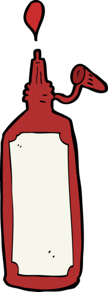 Bir insan tarafından çizilmiş ketçap şişesi.