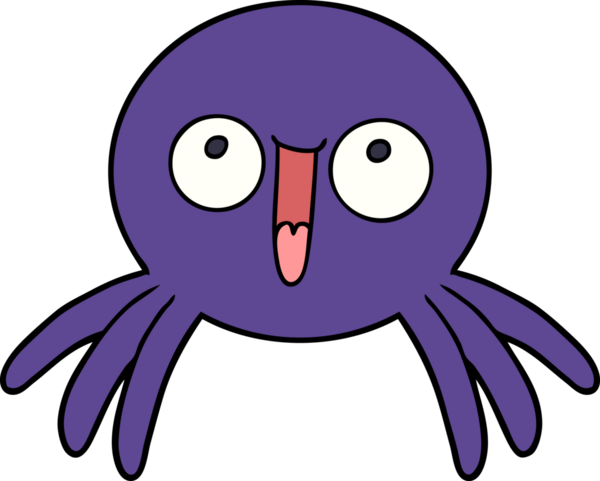 Bir insan tarafından çizilmiş mutlu çizgi film örümceği