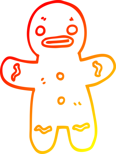 Bir insan tarafından çizilmiş bir zencefilli kurabiye adamın sıcak çizgi çizimi