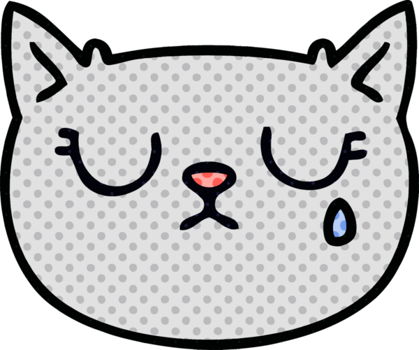 Bir insan tarafından çizilmiş çizgi roman tarzı ağlayan kedi.