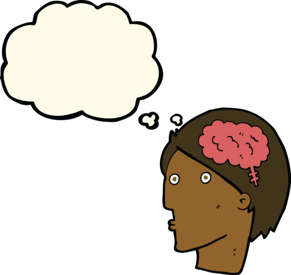 Bir insan tarafından çizilmiş beyin sembolü olan çizgi film adamı.