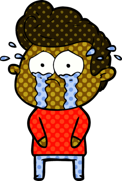 Bir insan tarafından çizilmiş ağlayan bir karikatür.