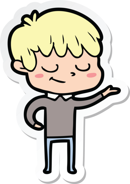 Bir insan tarafından çizilmiş mutlu bir çocuğun çıkartması.