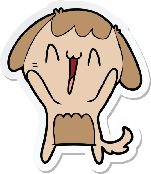 Bir insan tarafından çizilmiş şirin bir köpeğin çıkartması.