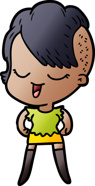 Bir insan tarafından çizilmiş mutlu çizgi film kızı.