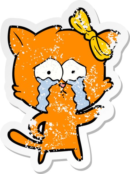 Bir insan tarafından çizilmiş karikatür bir kedinin sıkıntılı çıkartması.