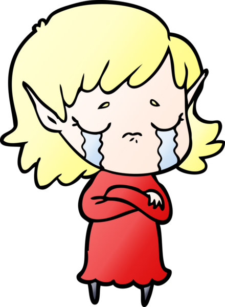 Bir insan tarafından çizilmiş ağlayan elf kızı.