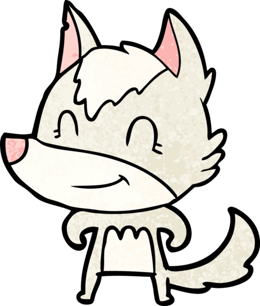 Bir insan tarafından çizilmiş dost canlısı bir kurt.