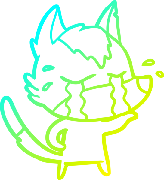 Bir insan tarafından çizilmiş ağlayan kurdun soğuk çizgi çizimi.