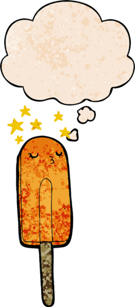 bir insan tarafından çizilmiş grunge doku tarzında düşünce baloncuklu buz lolipopu.