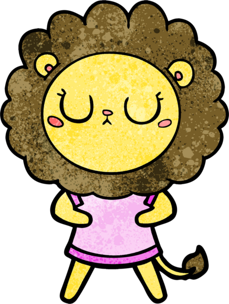 Bir insan tarafından çizilmiş çizgi film aslanı.