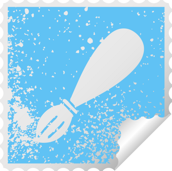 Bir insan tarafından çizilmiş bir boya fırçasının derisi soyulmuş kare çıkartması.